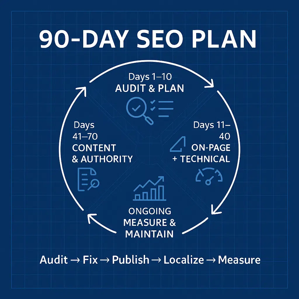 90-Day SEO plan infographic