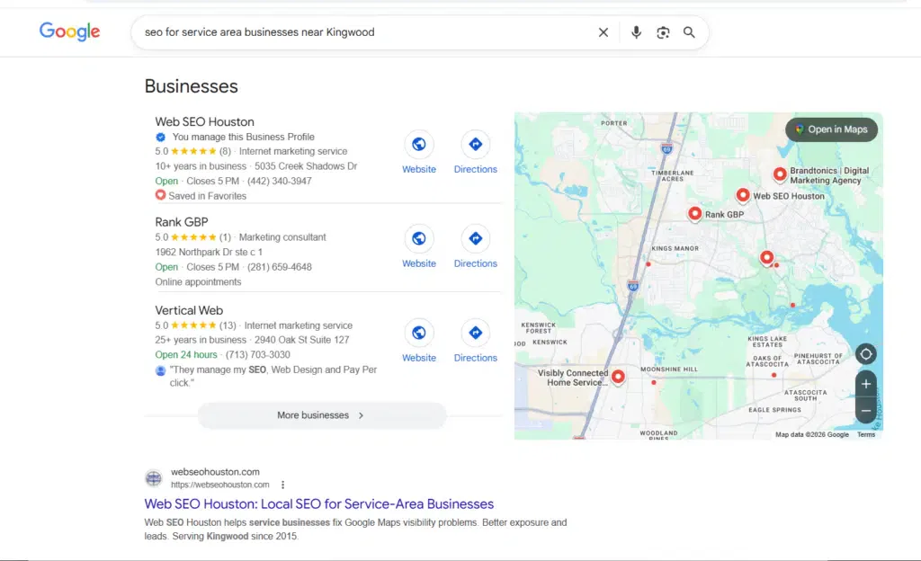 Web SEO Houston screenshot - Local SEO Agency, Kingwood Texas