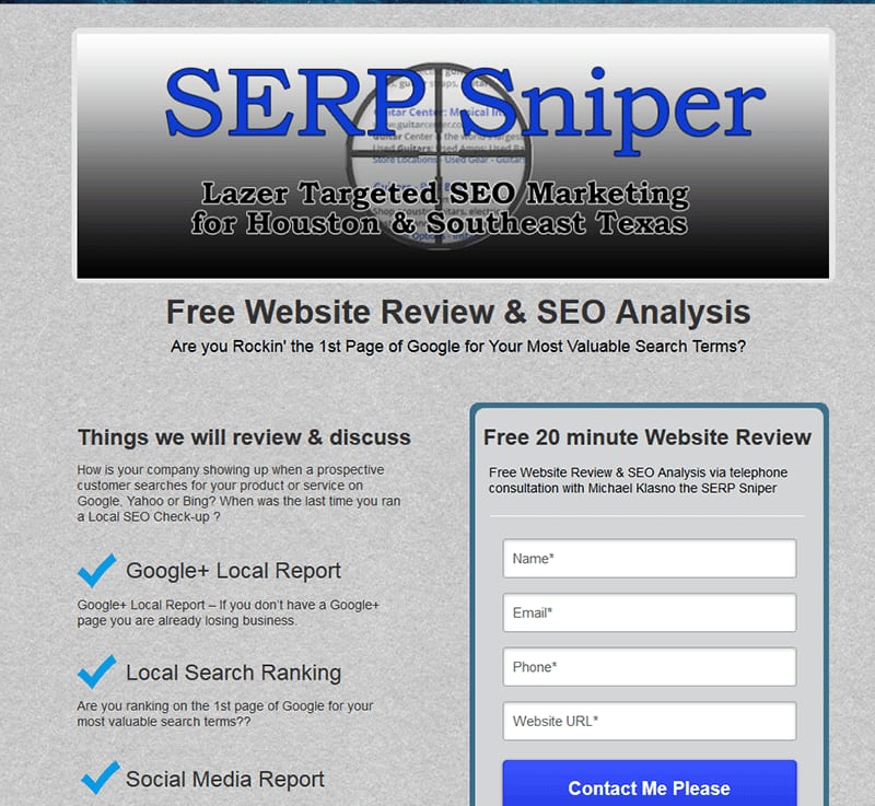 Landing page design